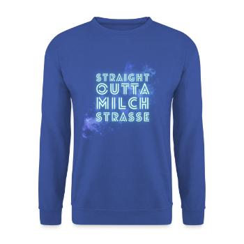 Straight Outta Milchstraße - Unisex Pullover - Royalblau - Vorne - Alina (178cm) & Michal (187cm)