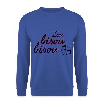 Zou bisou bisou. Fan de Gillian Hills. Bisous - Sweat-shirt Unisexe - bleu royal - Devant - Alina (178cm) & Michal (187cm)
