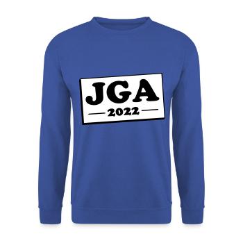 Jga 2022 Junggesellenabschied - Unisex Pullover - Royalblau - Vorne - Alina (178cm) & Michal (187cm)