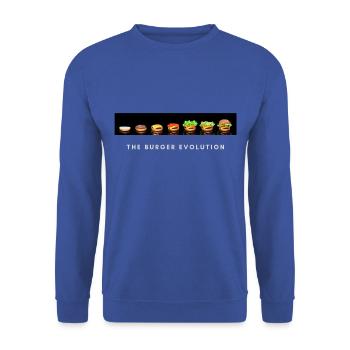 The burger evolution - Unisex Pullover - Royalblau - Vorne - Alina (178cm) & Michal (187cm)