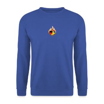 Germany Sweden Flag Heart on Fire - Unisex Pullover - Royalblau - Vorne - Alina (178cm) & Michal (187cm)