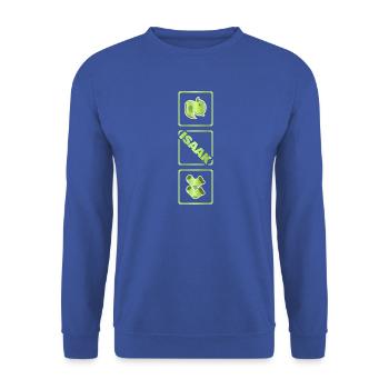Isaak als Kind - Unisex Pullover - Royalblau - Vorne - Alina (178cm) & Michal (187cm)
