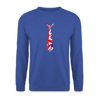 Vereinigtes Königreich Krawatte – Flaggendesign - Unisex Pullover - Royalblau - Vorne - Alina (178cm) & Michal (187cm)