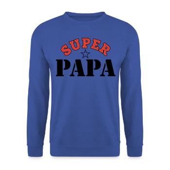 Super papa. Superpapa. Fête des pères. Papa - Sweat-shirt Unisexe - bleu royal - Devant - Alina (178cm) & Michal (187cm)