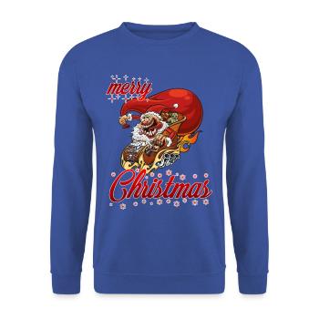 merry xmas tuning santa - Unisex Pullover - Royalblau - Vorne - Alina (178cm) & Michal (187cm)
