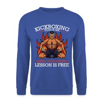 Kickboxen Feuer: Erste Lektion Frei - Unisex Pullover - Royalblau - Vorne - Alina (178cm) & Michal (187cm)