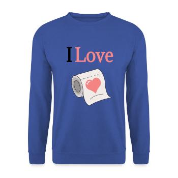 I love Klopapier - Unisex Pullover - Royalblau - Vorne - Alina (178cm) & Michal (187cm)