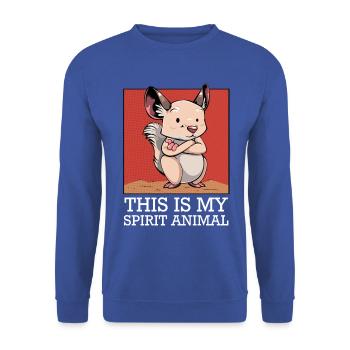 Mein Spirit-Tier: Cartoon Mäuschen - Unisex Pullover - Royalblau - Vorne - Alina (178cm) & Michal (187cm)