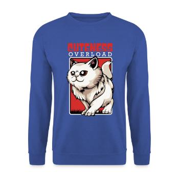 Katzen Cuteness Überfluss - Unisex Pullover - Royalblau - Vorne - Alina (178cm) & Michal (187cm)
