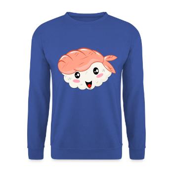 Nigiri-Sushi Kawaii Sushi mit Shrimps - Unisex Pullover - Royalblau - Vorne - Alina (178cm) & Michal (187cm)