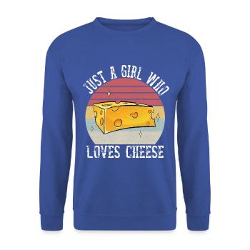 Just A Girl Who Loves Cheese Shirt Cheese Lover - Unisex Pullover - Royalblau - Vorne - Alina (178cm) & Michal (187cm)
