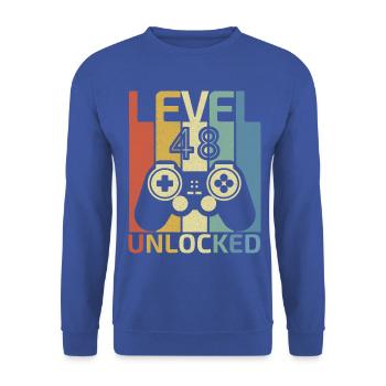 Level 48 freigeschaltet Lustiger Videospieler 48. Geburtstag - Unisex Pullover - Royalblau - Vorne - Alina (178cm) & Michal (187cm)