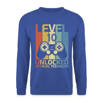 Level 10 Freigeschaltet offizieller Teenager - Unisex Pullover - Royalblau - Vorne - Alina (178cm) & Michal (187cm)