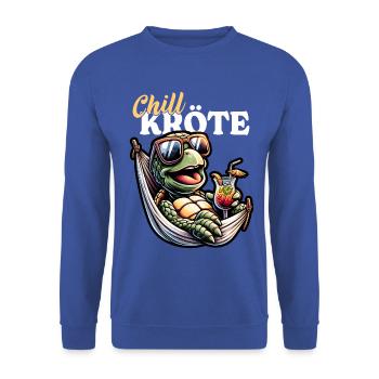 Chill Kröte – Schildkröte Cocktail Sonnenbrille - Unisex Pullover - Royalblau - Vorne - Alina (178cm) & Michal (187cm)