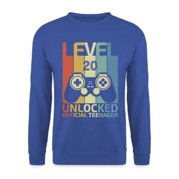 Level 20 Freigeschalteter offizieller Teenager - Unisex Pullover - Royalblau - Vorne - Alina (178cm) & Michal (187cm)