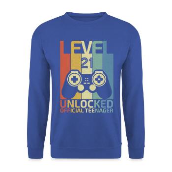 Level 21 Freigeschalteter offizieller Teenager - Unisex Pullover - Royalblau - Vorne - Alina (178cm) & Michal (187cm)