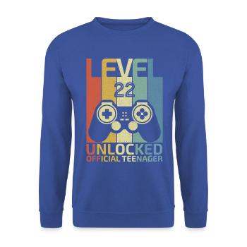 Level 22 Freigeschalteter offizieller Teenager - Unisex Pullover - Royalblau - Vorne - Alina (178cm) & Michal (187cm)