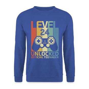 Level 24 Freigeschalteter offizieller Teenager - Unisex Pullover - Royalblau - Vorne - Alina (178cm) & Michal (187cm)