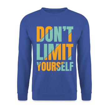 Schränken Sie sich nicht ein - Unisex Pullover - Royalblau - Vorne - Alina (178cm) & Michal (187cm)