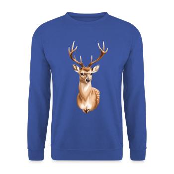 Niedliches Rehlein - Unisex Pullover - Royalblau - Vorne - Alina (178cm) & Michal (187cm)