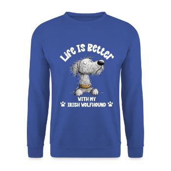 Irish Wolfhound Cartoon Dog Dog Breed - Unisex Sweatshirt - royal blue - Front - Alina (178cm) & Michal (187cm)