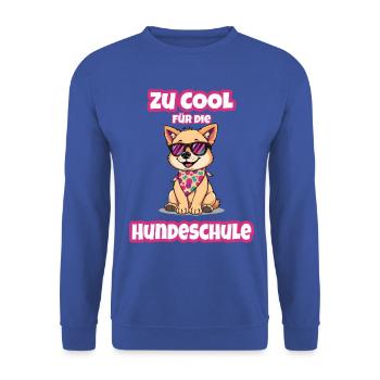 Hundeschule - Zu cool für die  Hundeschule - Unisex Pullover - Royalblau - Vorne - Alina (178cm) & Michal (187cm)