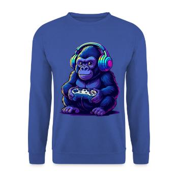 Gamer Gorilla mit Kopfhörern - Unisex Pullover - Royalblau - Vorne - Alina (178cm) & Michal (187cm)