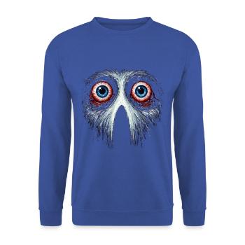 Eerie Owl Face with Red Eyes - Unisex Sweatshirt - royal blue - Front - Alina (178cm) & Michal (187cm)