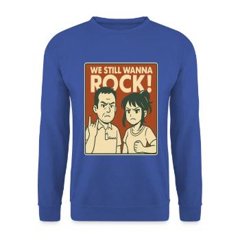 Rebellisches Rock-Elternduo - Unisex Pullover - Royalblau - Vorne - Alina (178cm) & Michal (187cm)