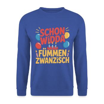 Schon Widda Fümmen Zwanzisch 50. Geburtstag - Unisex Pullover - Royalblau - Vorne - Alina (178cm) & Michal (187cm)
