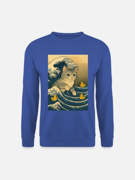 Katzen im Wellenmeer mit Enten - Unisex Pullover - Royalblau