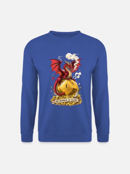 Drache auf W20 – Number of Glory Cartoon - Unisex Pullover - Royalblau