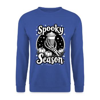 Spooky Season - Halloween Kaffee Skelett - Unisex Pullover - Royalblau - Vorne - Alina (178cm) & Michal (187cm)