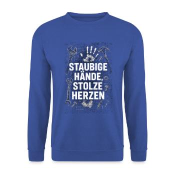 Mains poussiéreuses, cœurs fiers - Sweat-shirt Unisexe - bleu royal - Devant - Alina (178cm) & Michal (187cm)