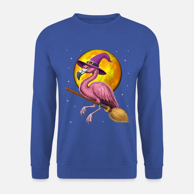 Flamingo Witch Riding Broom - Unisex Sweatshirt - royal blue