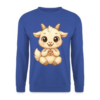 Süße Ziege mit Herzhänden - Unisex Pullover - Royalblau - Vorne - Alina (178cm) & Michal (187cm)