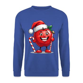 Kuscheliger Apfel im Weihnachtsmannhut - Unisex Pullover - Royalblau - Vorne - Alina (178cm) & Michal (187cm)