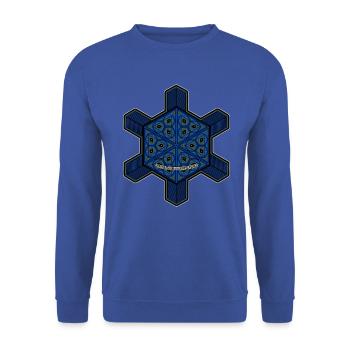 Fractal Evolution Experience Mandala Psytrance Goa - Unisex Pullover - Royalblau - Vorne - Alina (178cm) & Michal (187cm)