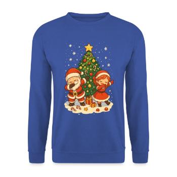 Dabbing Weihnachtsmann, Paar Shirt, lustig - Unisex Pullover - Royalblau - Vorne - Alina (178cm) & Michal (187cm)