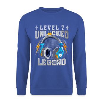Level 7 Unlocked Legend - Unisex Sweatshirt - royal blue - Front - Alina (178cm) & Michal (187cm)