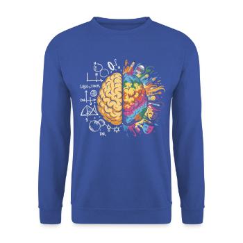 Kreativhirn Farbexplosion - Unisex Pullover - Royalblau - Vorne - Alina (178cm) & Michal (187cm)