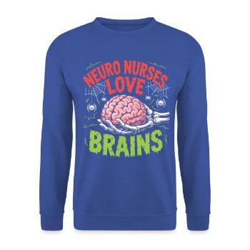 Neuro Nurses Love Brains - Unisex Pullover - Royalblau - Vorne - Alina (178cm) & Michal (187cm)