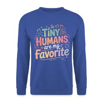 Kleine Menschen, meine Favoriten - Unisex Pullover - Royalblau - Vorne - Alina (178cm) & Michal (187cm)