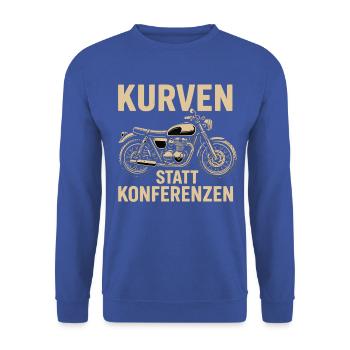 Kurven statt Konferenzen, biker geschenk - Unisex Pullover - Royalblau - Vorne - Alina (178cm) & Michal (187cm)
