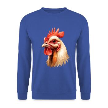Hahnenkopf Farbexplosion - Unisex Pullover - Royalblau - Vorne - Alina (178cm) & Michal (187cm)