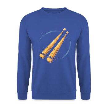 Schlagzeugstöcke Grafik - Unisex Pullover - Royalblau - Vorne - Alina (178cm) & Michal (187cm)
