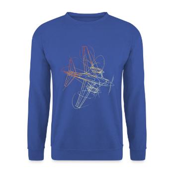 Retro Flugzeug Zeichnung - Unisex Pullover - Royalblau - Vorne - Alina (178cm) & Michal (187cm)