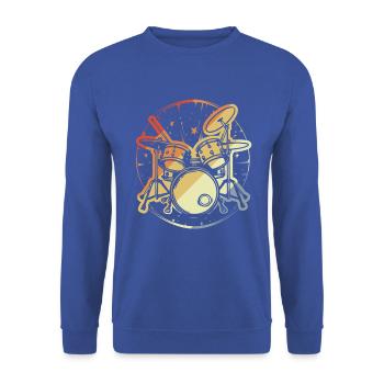 Drumset Vintage Look - Unisex Pullover - Royalblau - Vorne - Alina (178cm) & Michal (187cm)