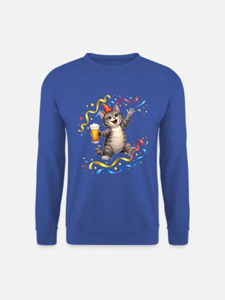 Party Katze mit Bier - Unisex Pullover - Royalblau