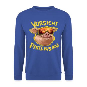 Pistensau Lustiges Ski Skifahren Apres Ski Party - Unisex Pullover - Royalblau - Vorne - Alina (178cm) & Michal (187cm)